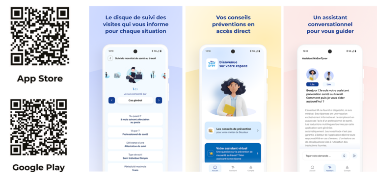 MaSanTPrev qr code et captures ecran